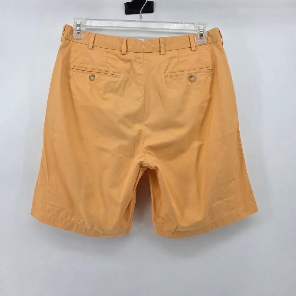 Peter Millar Mens 34 Cotton Flat Front Chino Shorts Orange Apricot Golf Casual